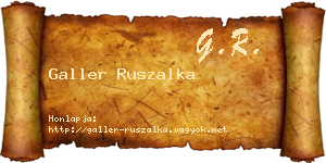 Galler Ruszalka névjegykártya